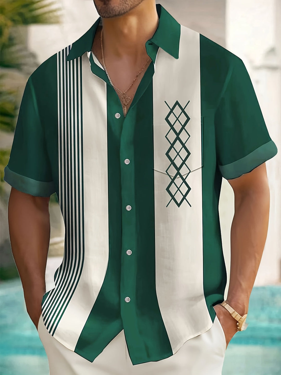 LAURENT MONACO | VINTAGE GEOMETRIC PATTERN SHIRT FOR MEN