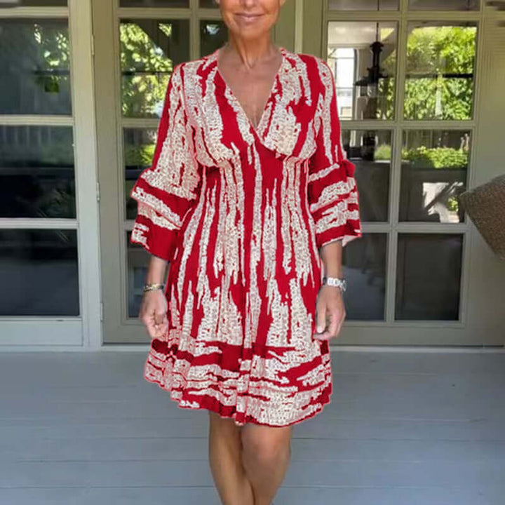 Printed Dress - Elegant Knee-Length