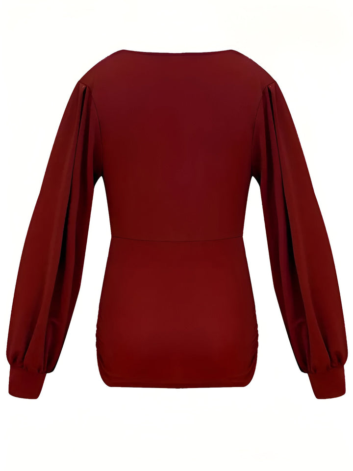 Caylee - Tailored Casual Blouse with Lantern Sleeves
