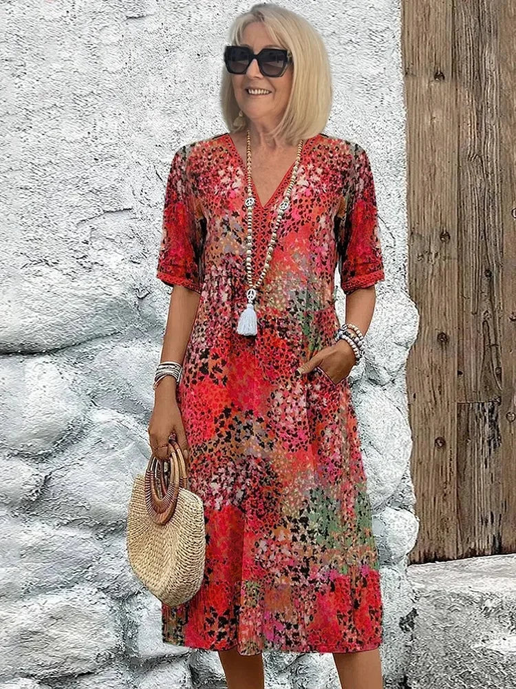 Susan Carefree Boho Midi Dress - Elena Harper