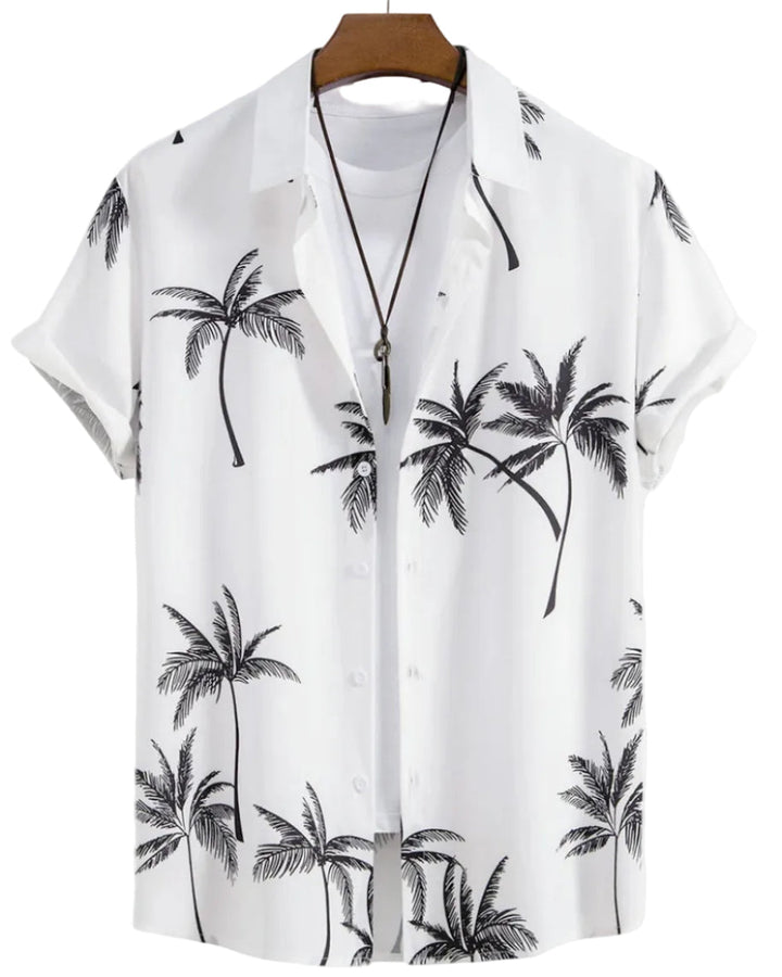 Men's Short Sleeve Shirt with Floral Print and Buttons Lightweight and Comfortable, view 2 - Elena Harper