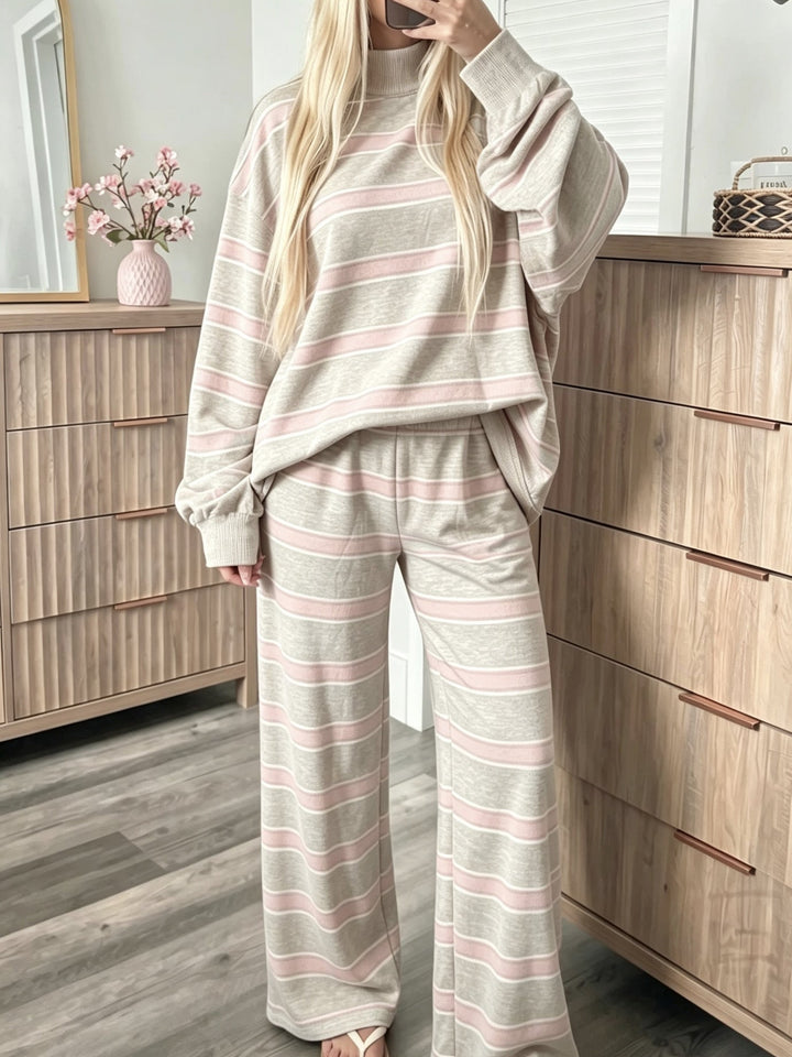 Striped Women's Casual Set - Coordinated and Easy