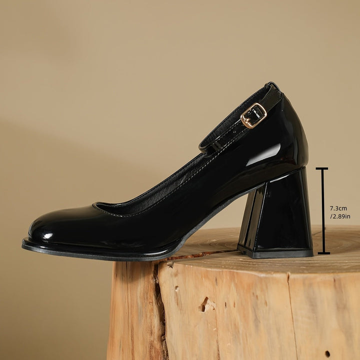 Celeste | Classic and Stylish High-Gloss Pumps with Block Heel