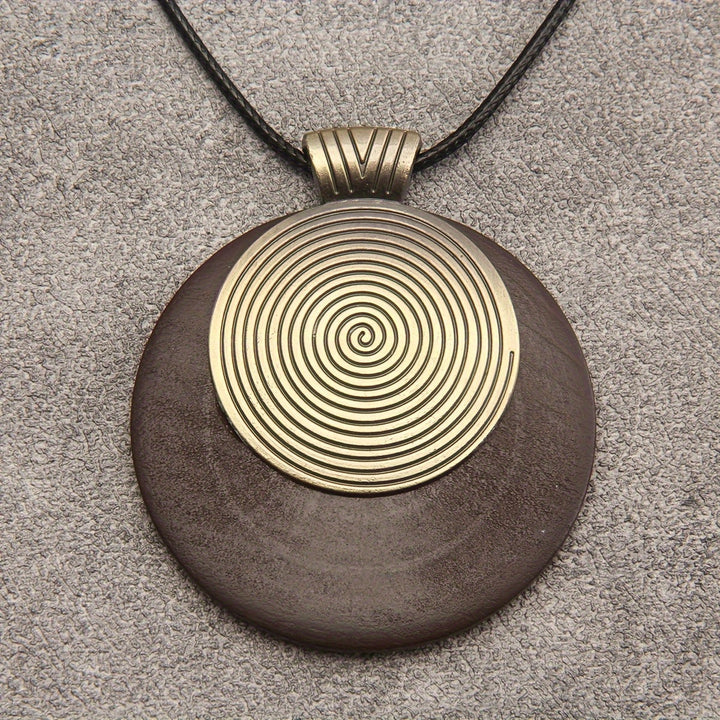 Bohemian Retro Style Spiral Medallion Pendant Long Necklace - Elena Harper