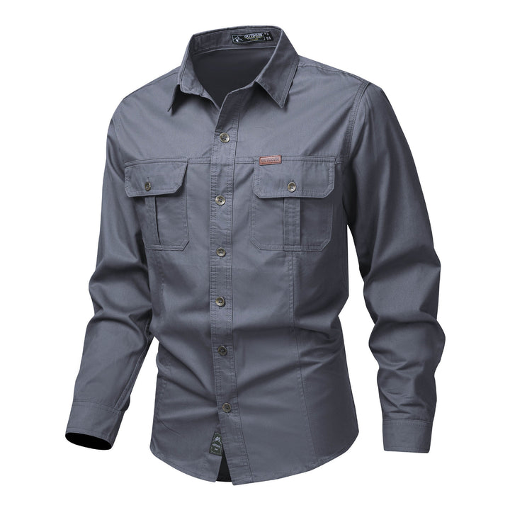 Premium Long Sleeve Cargo Shirt for Men – Casual Workwear with Loose Fit