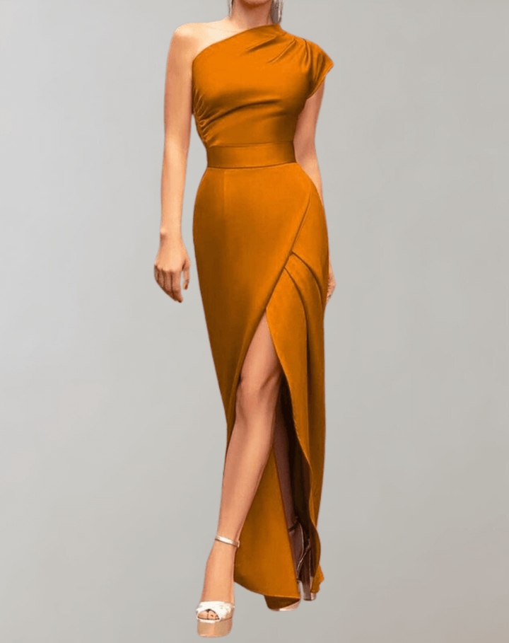 One-Shoulder Evening Dress with Slit