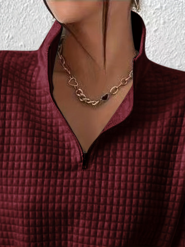 Adelina | Women's Quarter-Zip Textured Sweater with Relaxed Cut