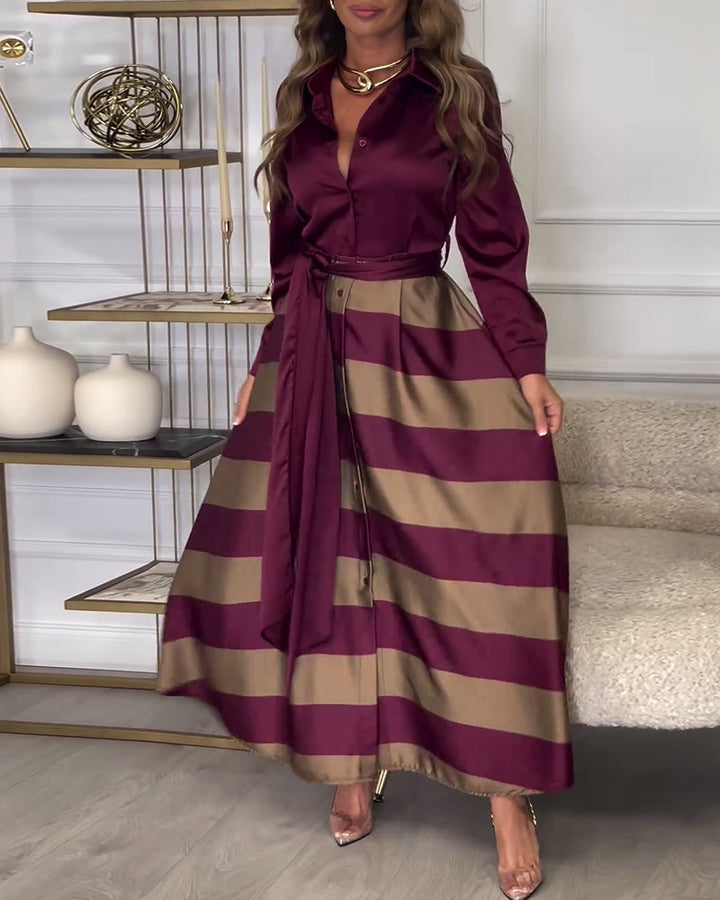 Ariana Striped Elegance Dress - Elena Harper