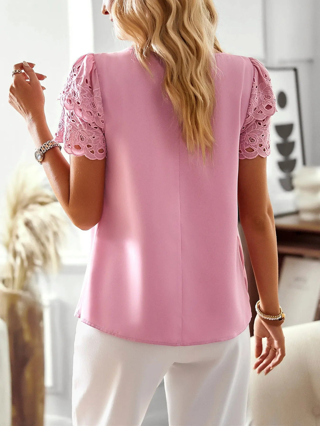 Embroidered Sleeve Blouse with Cut-Out Detail Natalia, view 5 - Elena Harper
