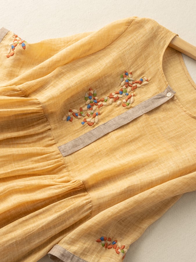 Bohemian Midi Dress with Floral Embroidery Casual and Elegant Style, view 5 - Elena Harper