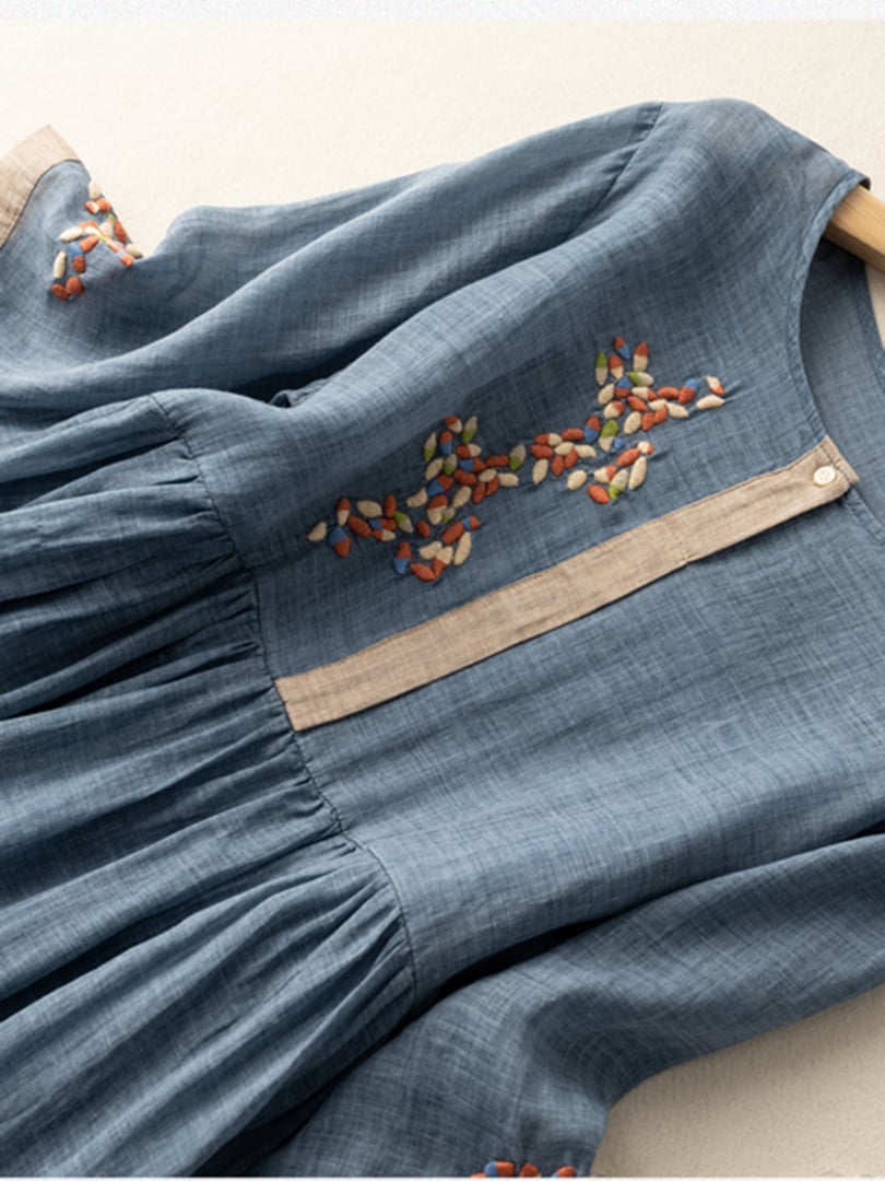 Bohemian Midi Dress with Floral Embroidery Casual and Elegant Style, view 6 - Elena Harper