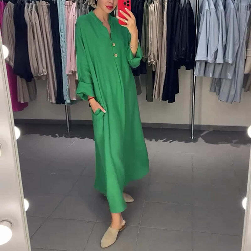 Valencia Women's Long Shirt Dress with Pockets - Elena Harper