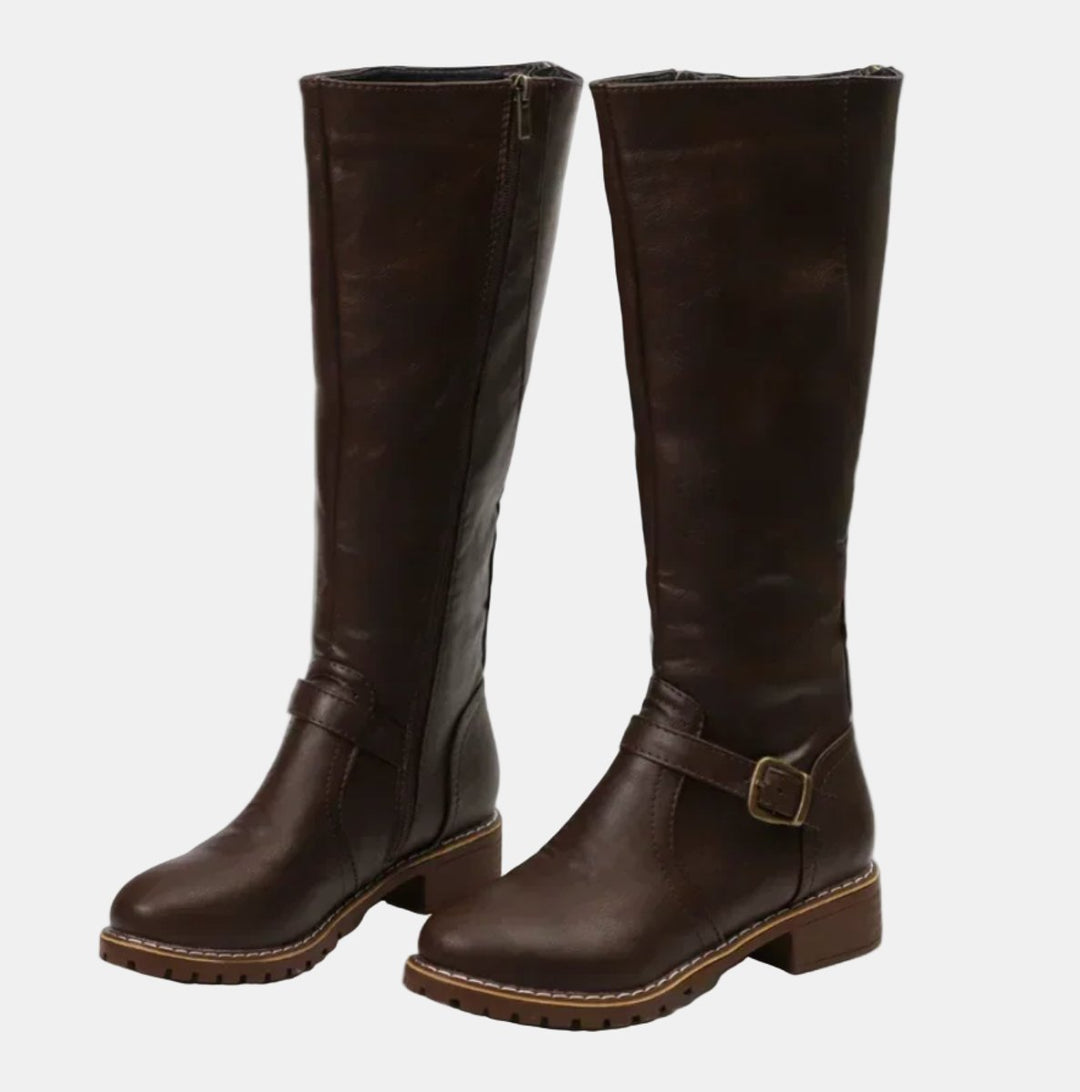 Giselle | Elegant Knee-High Riding Boots with Buckle Details