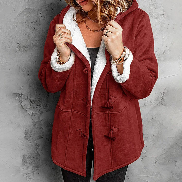 Suede Hooded Coat with Fleece Lining for Women
