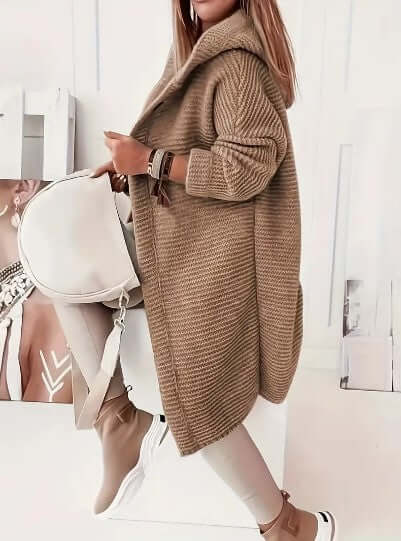 Women's Loose Hooded Cardigan, view 8 - Elena Harper