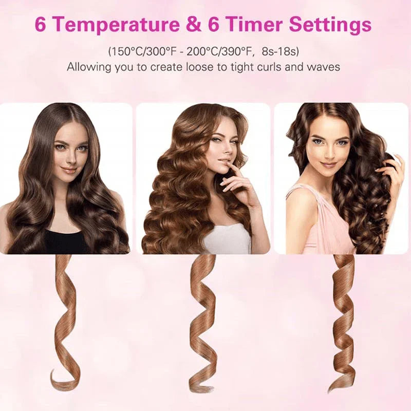Automatic Curling Iron | Ceramic Technology | Wireless & Portable | 6 Temperature Settings