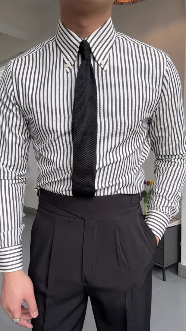 Men's Stylish Striped Button-Down Shirt for Elevated Wardrobe