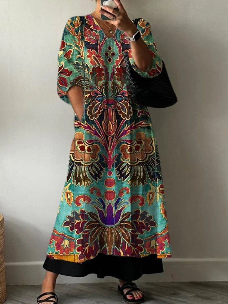 Elegant Dress with Carolina Print - Elena Harper
