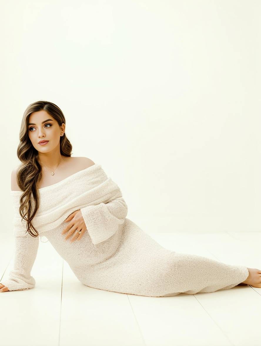 Women's A-line Dress – With Off-shoulder and Long Sleeves, Suitable for Spring and Summer