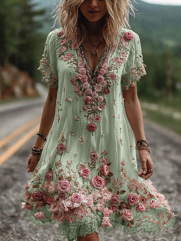 Azalea™ | Elegant Swinging Short Sleeve Dress in Vintage Style