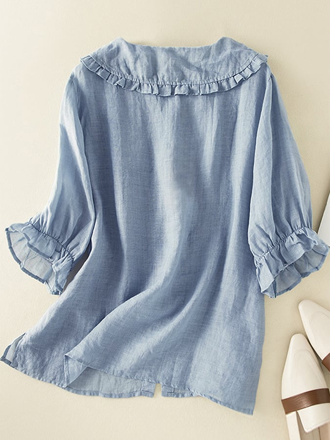 Natalie | Women's Loose Ruffled Collar Shirt