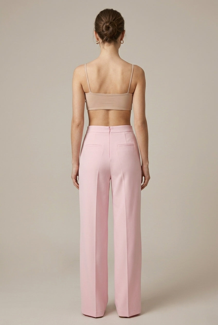 Women's Feather Cuff Blazer & Straight Leg Trousers Set