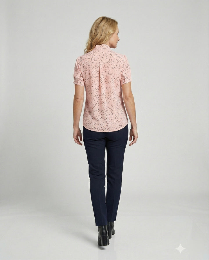 Women's Short Blouse with Tie Collar