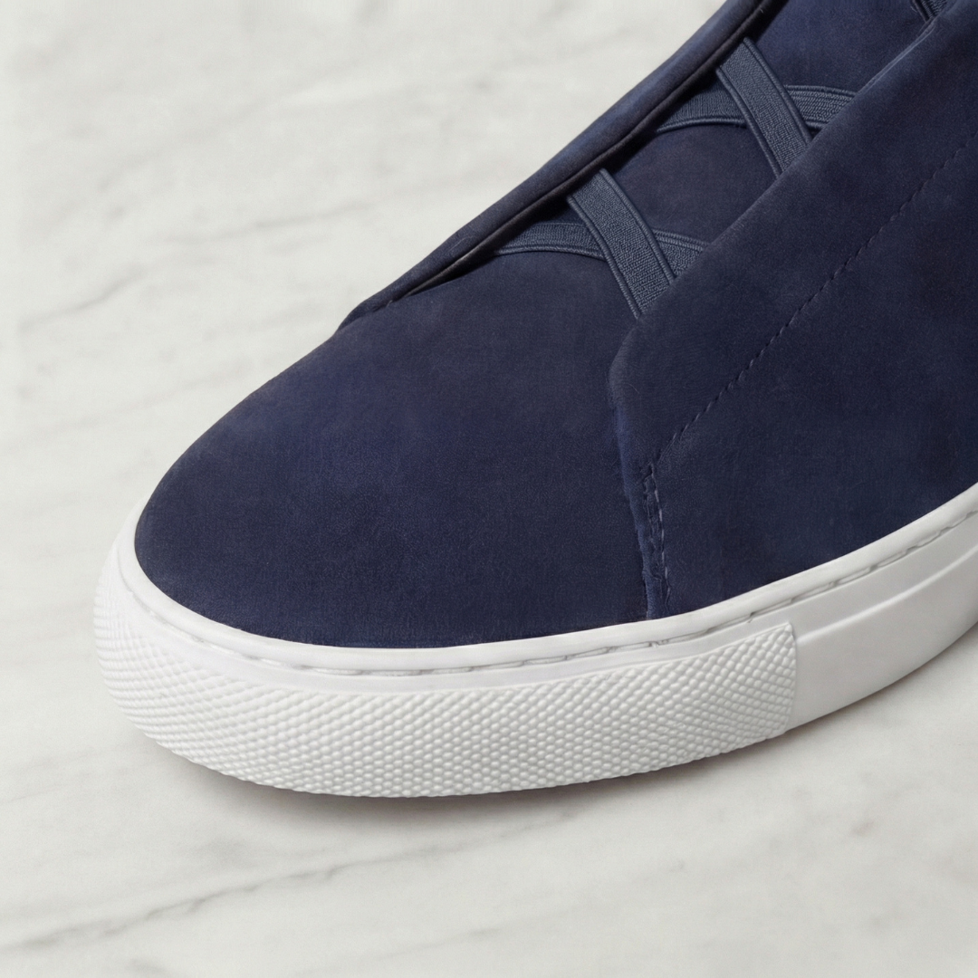 Men's Suede Sneakers with Elastic Laces