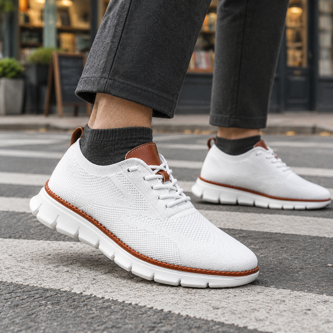 Men's Lace-Up Mesh Sneakers with Thick Sole - Elena Harper