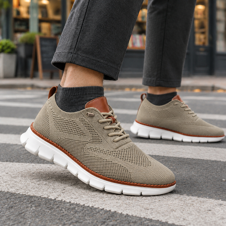 Men's Lace-Up Mesh Sneakers with Thick Sole - Elena Harper