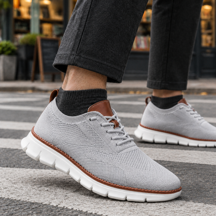 Men's Lace-Up Mesh Sneakers with Thick Sole - Elena Harper
