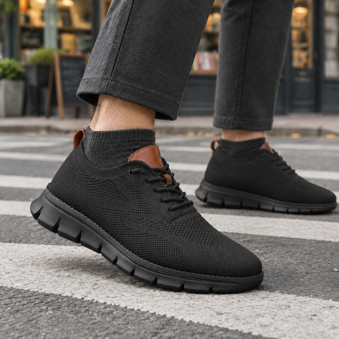 Men's Lace-Up Mesh Sneakers with Thick Sole - Elena Harper