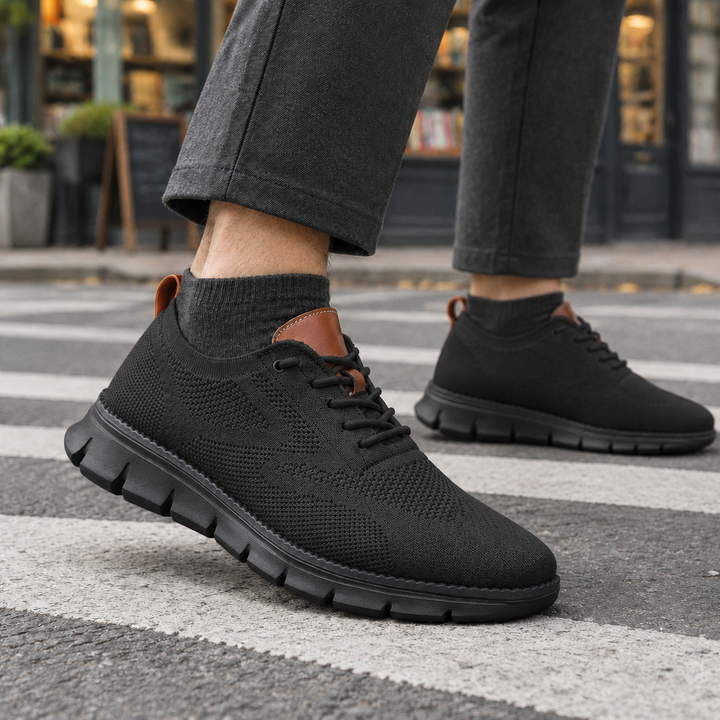Men's Lace-Up Mesh Sneakers with Thick Sole - Elena Harper