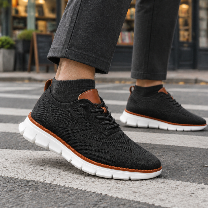Men's Lace-Up Mesh Sneakers with Thick Sole - Elena Harper