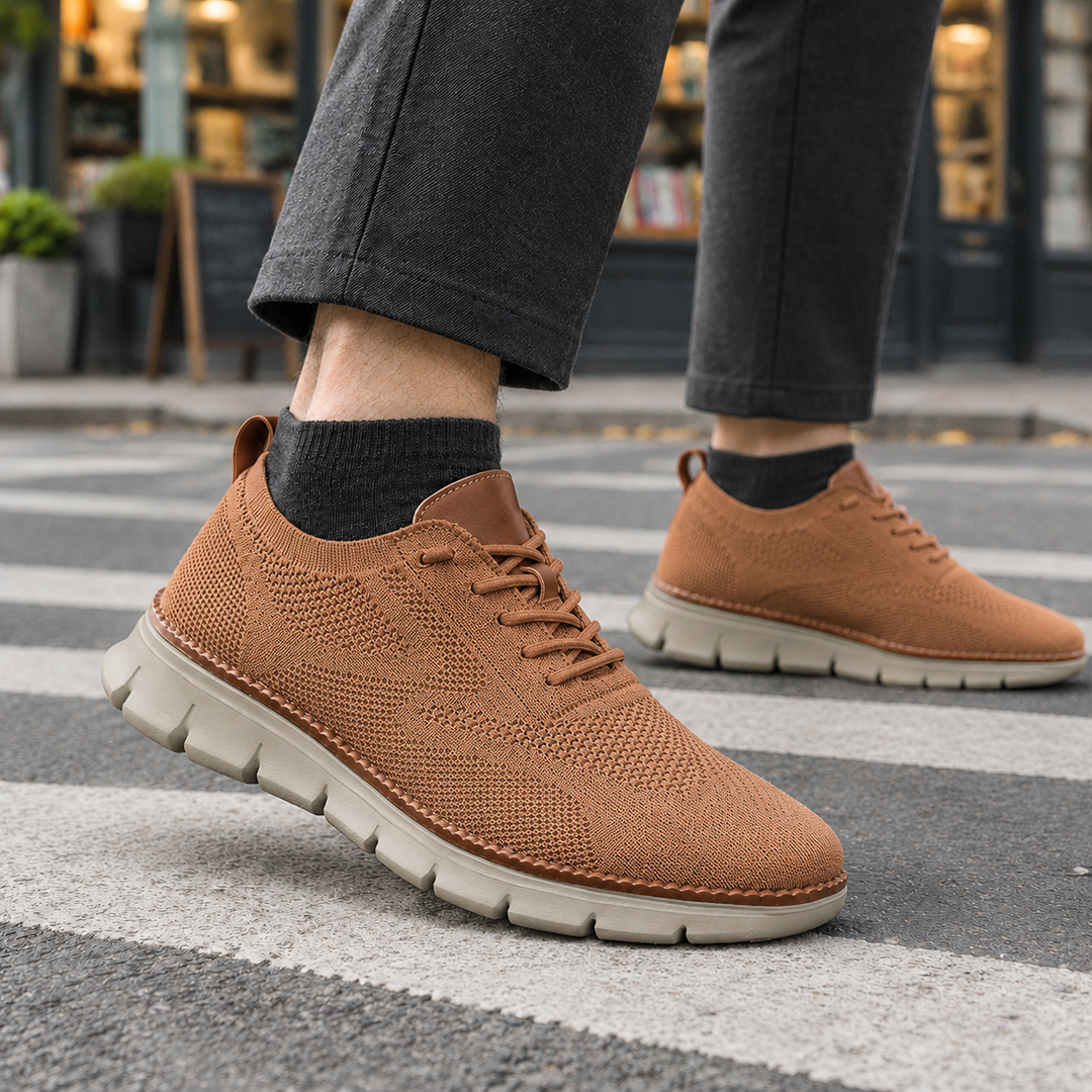 Men's Lace-Up Mesh Sneakers with Thick Sole - Elena Harper