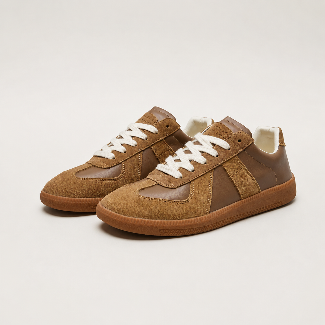 Men's Low Leather Sneakers with Soft Laces