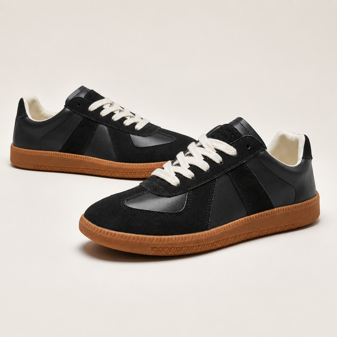 Men's Low Leather Sneakers with Soft Laces