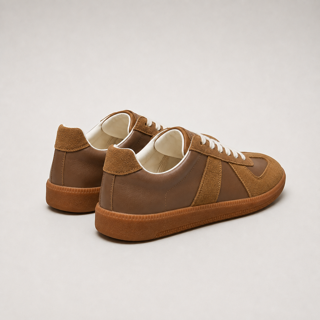 Men's Low Leather Sneakers with Soft Laces