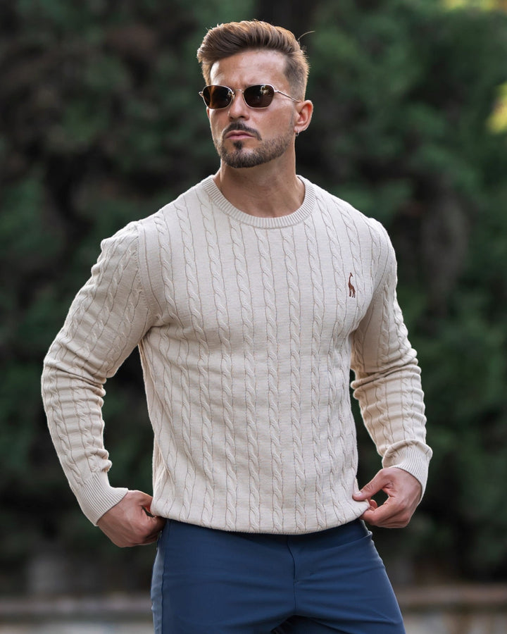 Bastian Men's Cable Knit Long Sleeve Sweater - Elena Harper