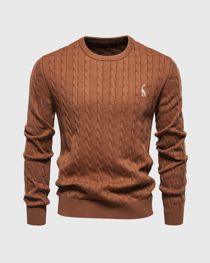 Bastian Men's Cable Knit Long Sleeve Sweater, view 2 - Elena Harper