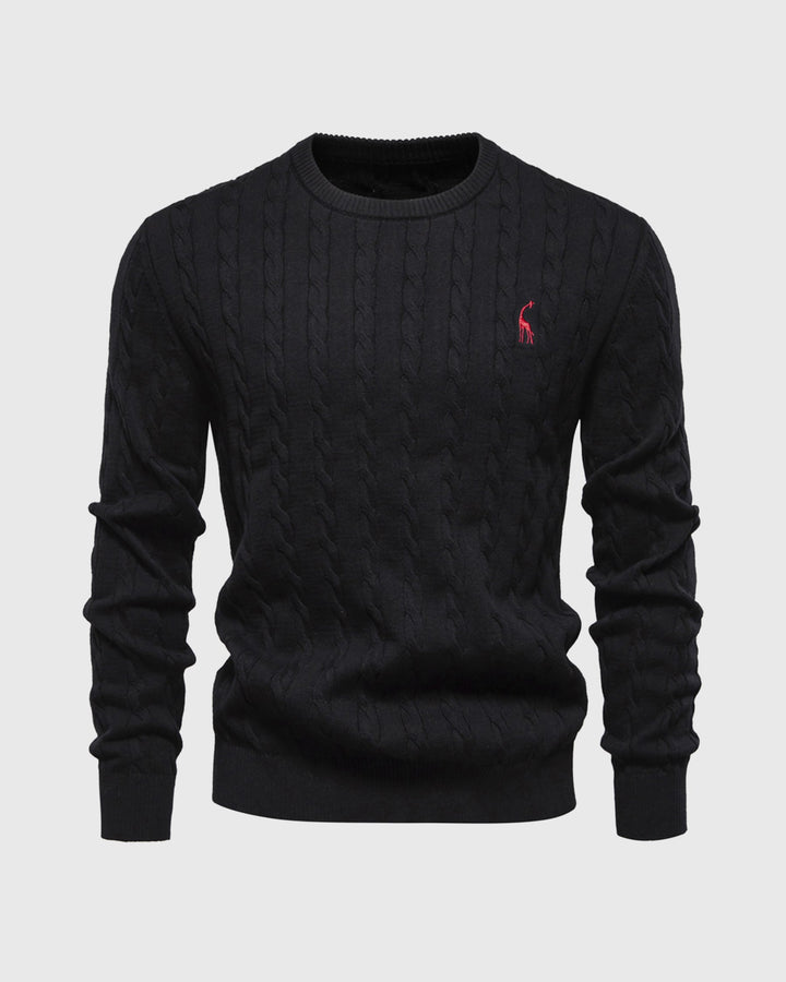 Bastian Men's Cable Knit Long Sleeve Sweater, view 3 - Elena Harper