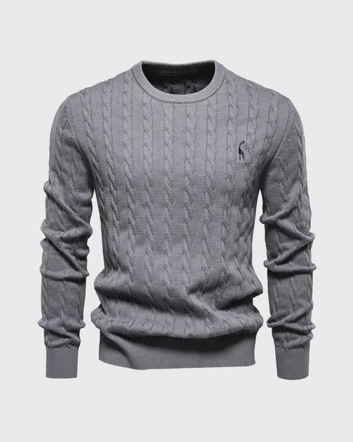 Bastian Men's Cable Knit Long Sleeve Sweater, view 4 - Elena Harper