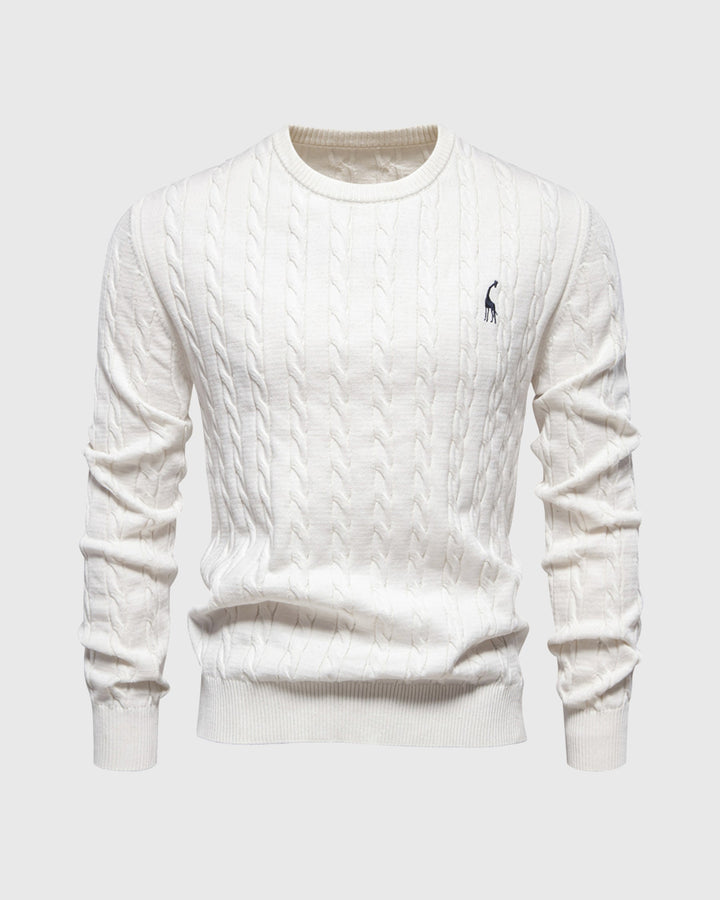 Bastian Men's Cable Knit Long Sleeve Sweater, view 6 - Elena Harper