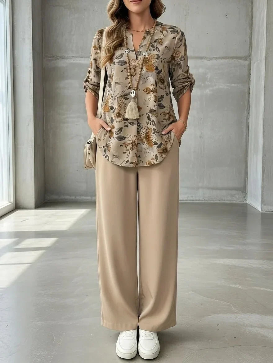 Kresimira Elegant Two-Piece Set with Floral Pattern - Elena Harper