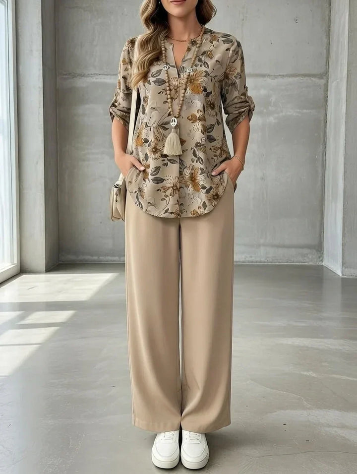 Kresimira Elegant Two-Piece Set with Floral Pattern - Elena Harper