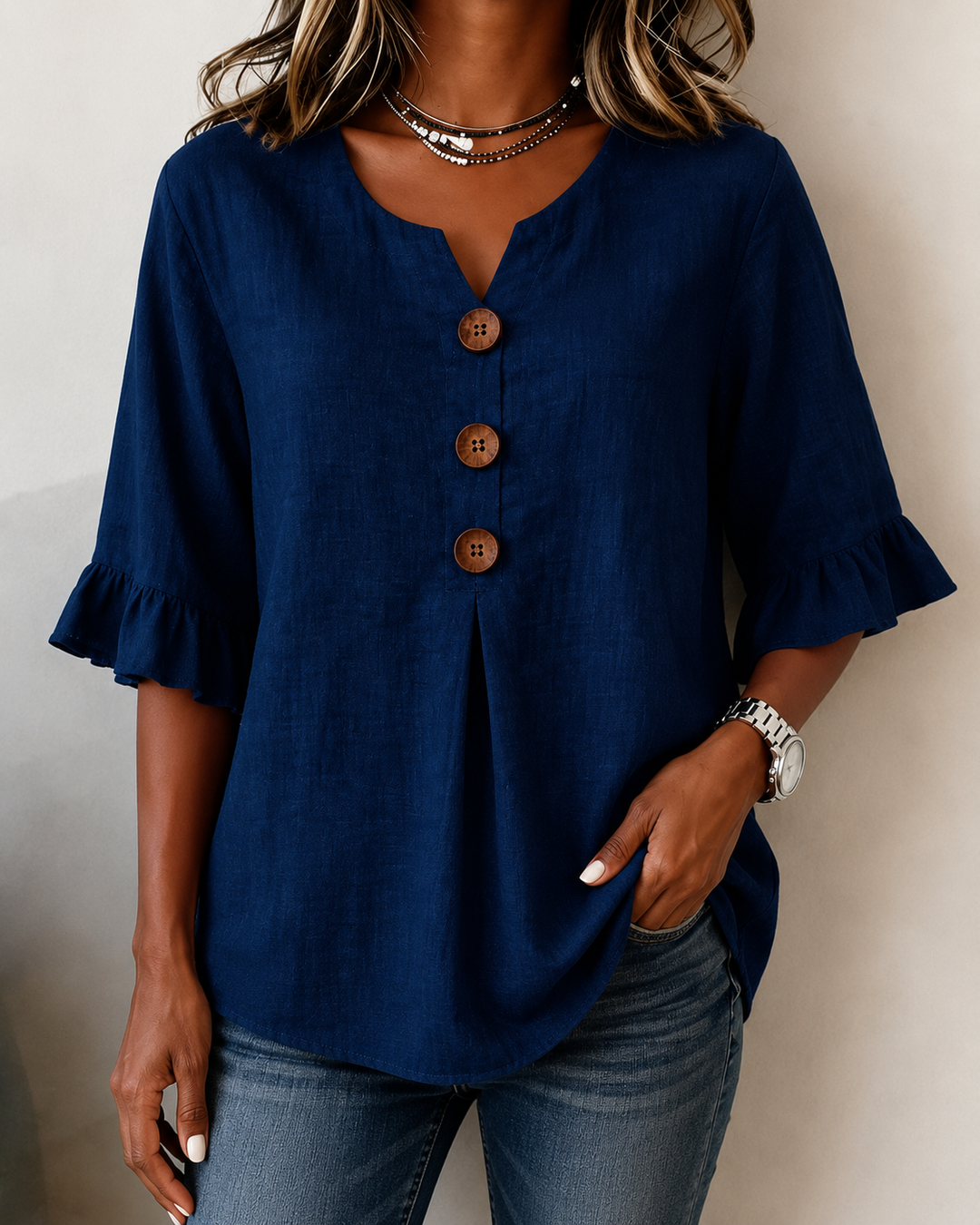 Amelie™ | Belly-Camouflaging Blouse with Buttons