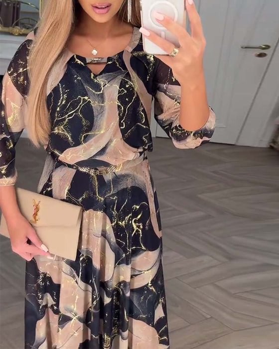 Marise™ | Elegant Maxi Dress with Abstract Print