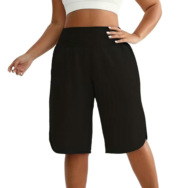 High-waisted loose women's shorts knee length