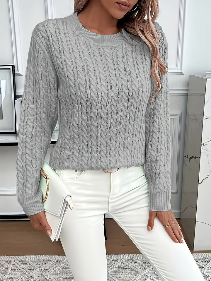 Women's Cable Knit Crew Neck Jumper – Rosalina