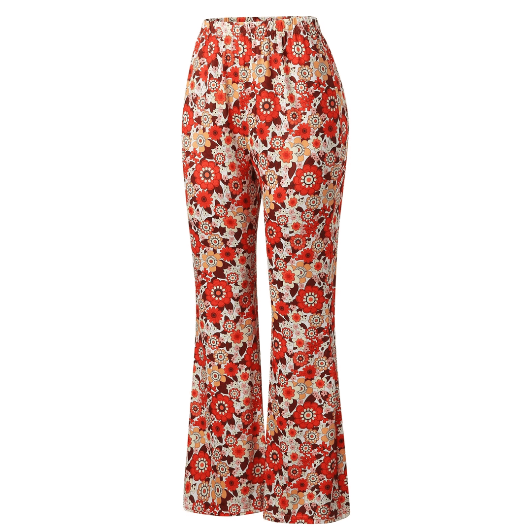 High-Waisted Floral Flared Trousers